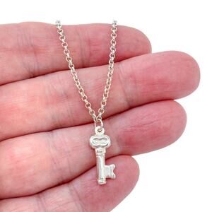 Estate Sterling Silver 925 Key Pendant Chain Necklace 43"